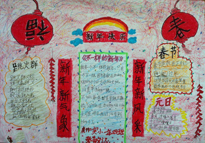 小學生春節(jié)手抄報，新年新氣象