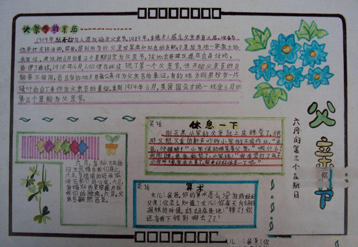 2018年父親節(jié)手抄報圖片，父親節(jié)