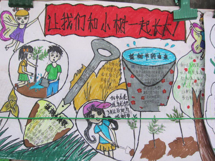 小學(xué)生植樹節(jié)手抄報，和小樹一起長大