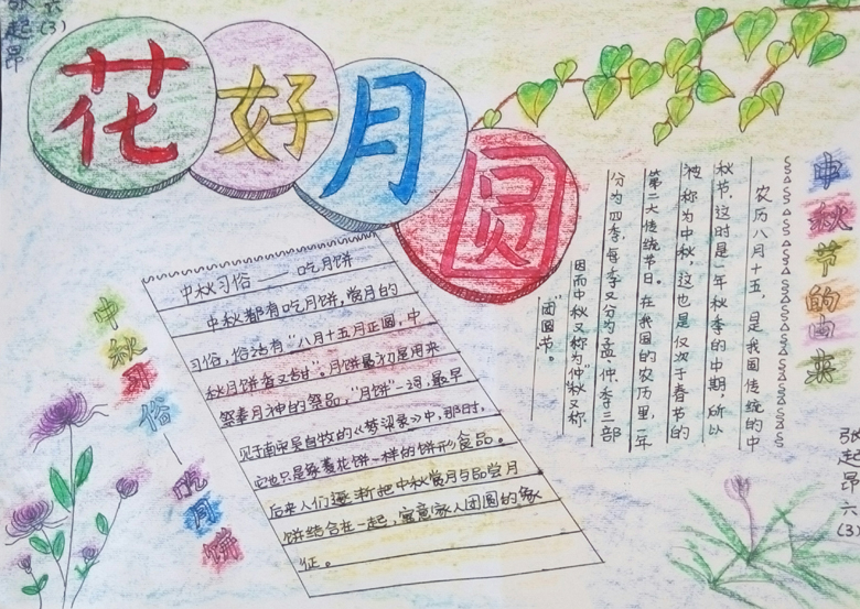 中秋節(jié)手抄報圖片，花好月圓