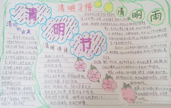 清明節(jié)手抄報，清明習(xí)俗