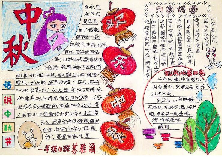 歡樂(lè)中秋手抄報(bào)，中秋月圓餅圓