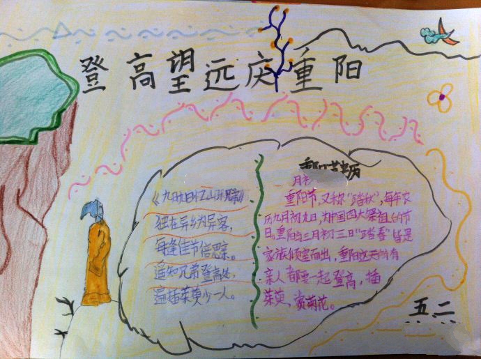 小學(xué)生重陽(yáng)節(jié)手抄報(bào)圖片，登高遠(yuǎn)望慶重陽(yáng)