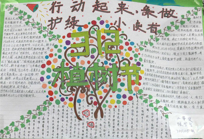 2020年植樹節(jié)手抄報圖片，護(hù)綠小使者