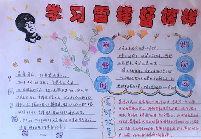 簡單好看的學雷鋒手抄報圖片，雷鋒故事