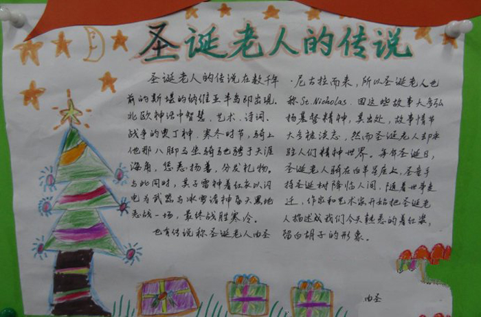 小學(xué)生圣誕節(jié)手抄報(bào)圖片，圣誕老人的傳說(shuō)
