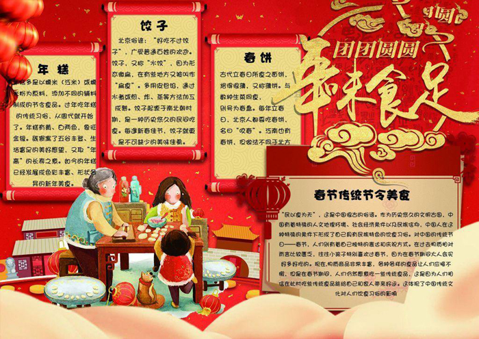 2020鼠年春節(jié)手抄報圖片大全，年味食足