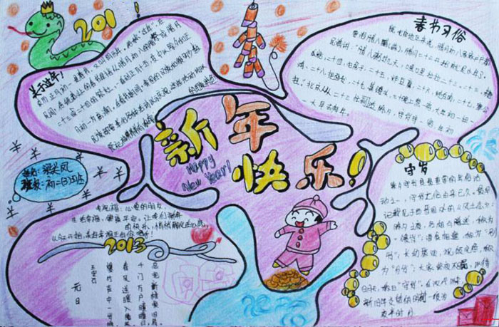 關(guān)于2020年春節(jié)的手抄報，新年快樂