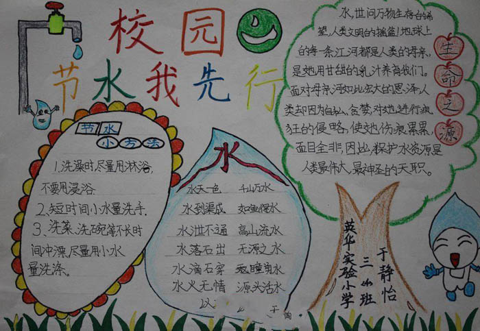 2020年世界水日手抄報(bào)圖片，校園節(jié)水我先行