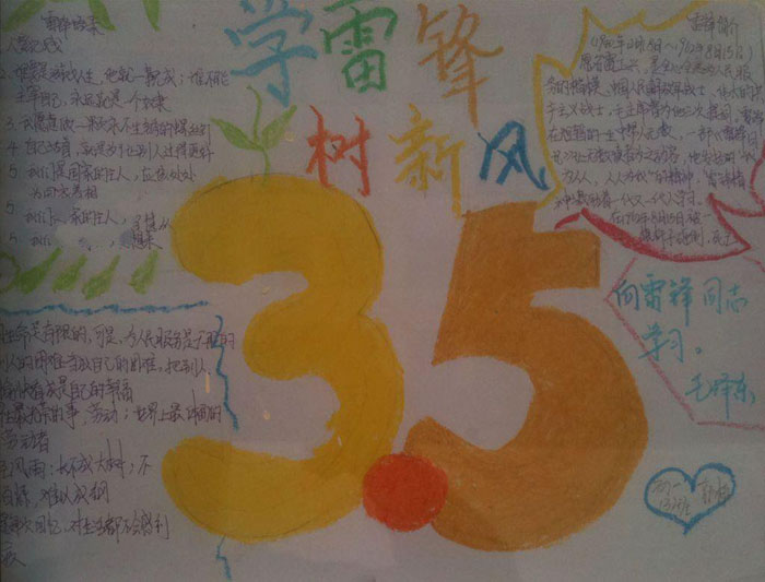 3.5學雷鋒手抄報圖片，向雷鋒同志學習