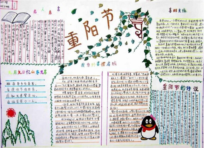 九九重陽節(jié)濃濃敬老情手抄報，他年你我終將暮年!