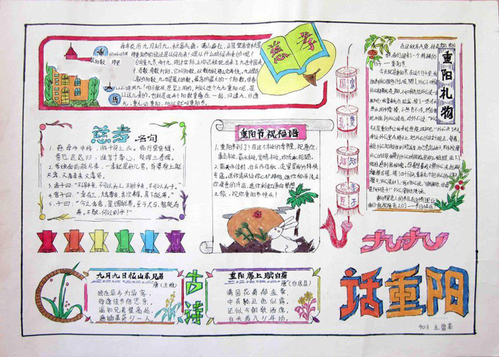 漂亮的九九重陽節(jié)手抄報，九九話重陽