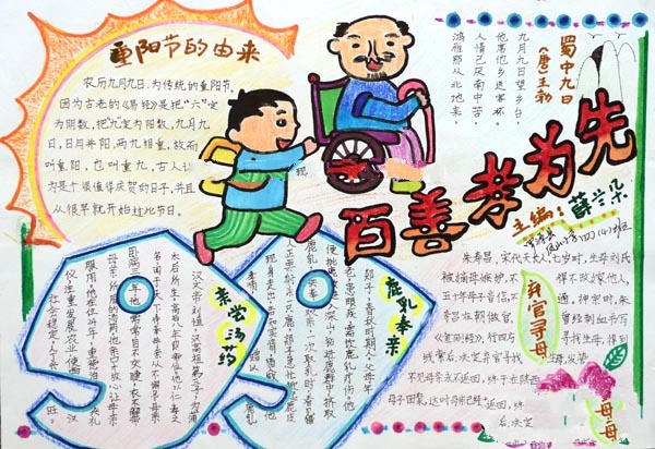 重陽(yáng)節(jié)手抄報(bào)內(nèi)容圖片，百善孝為先
