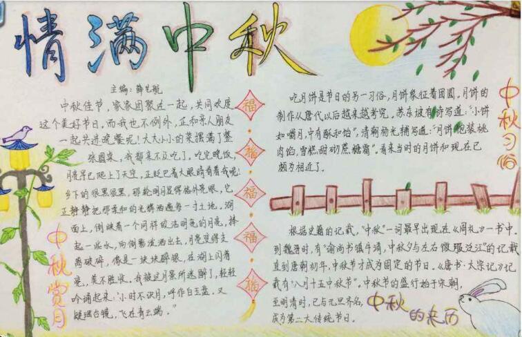 情滿中秋節(jié)手抄報圖片，中秋節(jié)的習(xí)俗