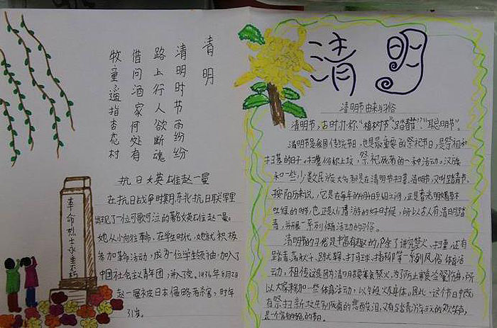 2020年清明節(jié)的手抄報(bào)大全，清明節(jié)由來與習(xí)俗