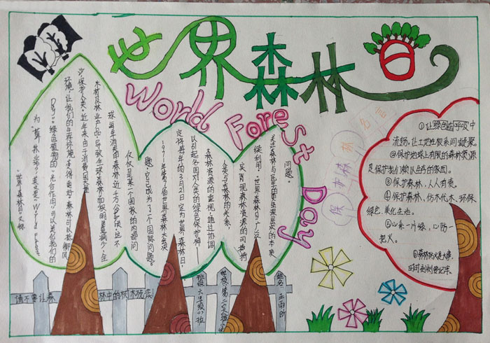 2019年世界森林日手抄報(bào)圖片，保護(hù)森林