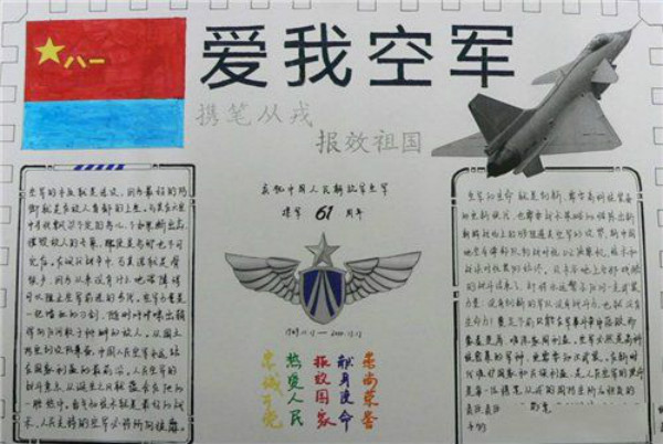 建軍節(jié)手抄報圖片，愛我空軍