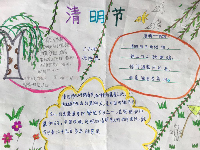 小學(xué)生清明節(jié)手抄報圖片，清明節(jié)
