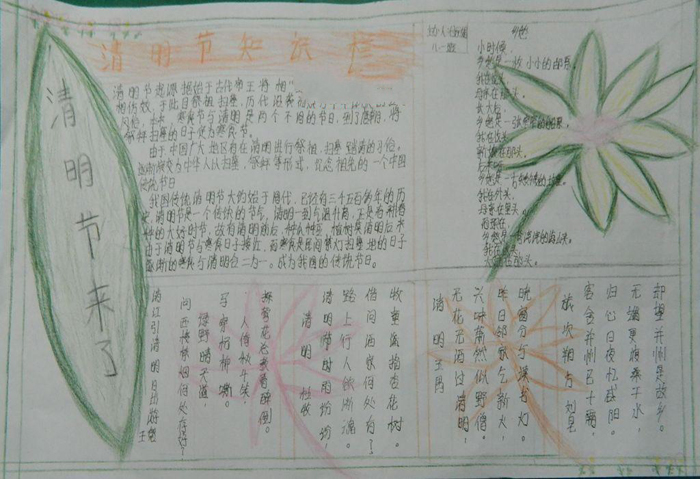 清明節(jié)手抄報，清明節(jié)來了
