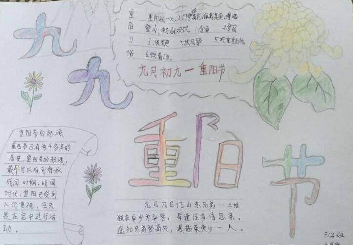 重陽(yáng)節(jié)手抄報(bào)圖片簡(jiǎn)單又漂亮，九月初九重陽(yáng)節(jié)