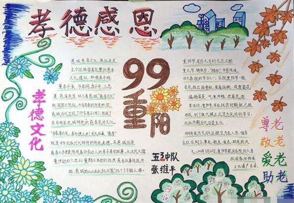 九九重陽節(jié)手抄報圖片,孝德感恩
