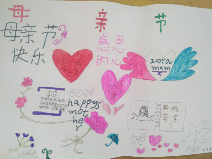 簡單的小學(xué)生母親節(jié)手抄報(bào)，感恩的心