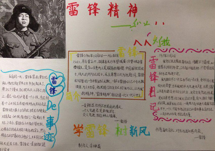 2020年學雷鋒手抄報圖片，雷鋒精神永流傳