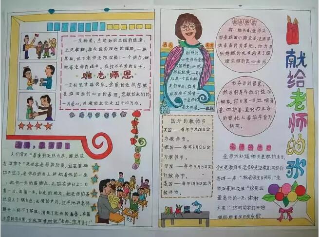 最簡(jiǎn)單的教師節(jié)手抄報(bào)圖片，獻(xiàn)給老師的歌