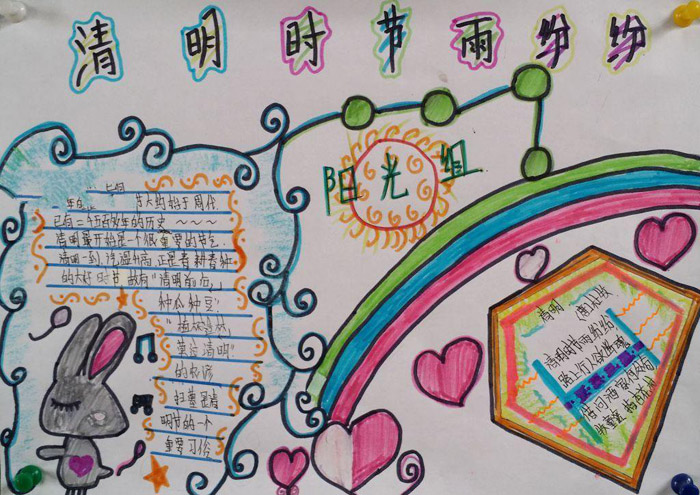 小學(xué)生清明節(jié)手抄報圖片，清明時節(jié)雨紛紛