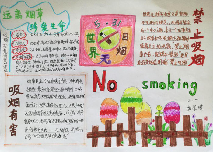2019年世界無煙日手抄報(bào)，吸煙有害健康