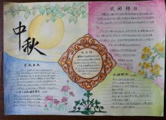 中秋節(jié)手抄報，嫦娥奔月玉兔搗藥