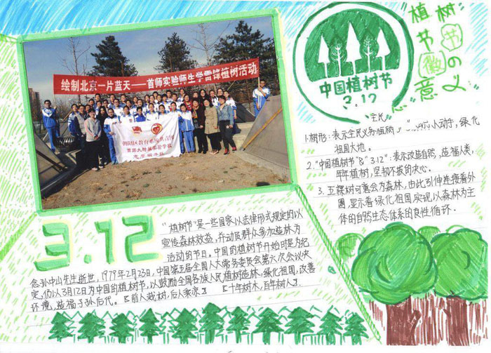 小學(xué)生植樹節(jié)手抄報圖片，植樹節(jié)的意義
