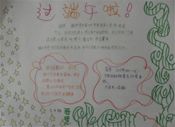 小學(xué)生端午節(jié)手抄報，端午話屈原