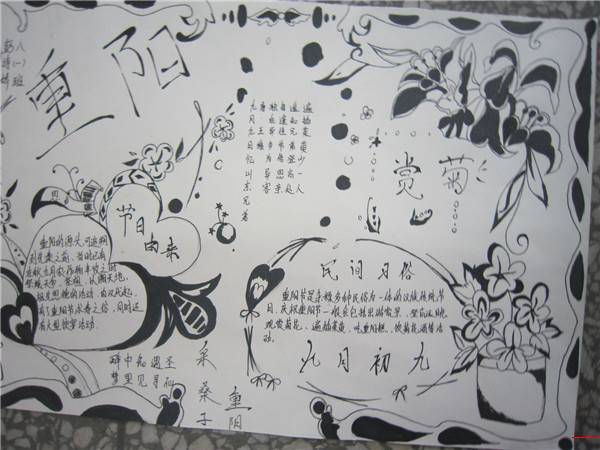 九九重陽(yáng)節(jié)手抄報(bào)，賞菊飲酒慶重陽(yáng)