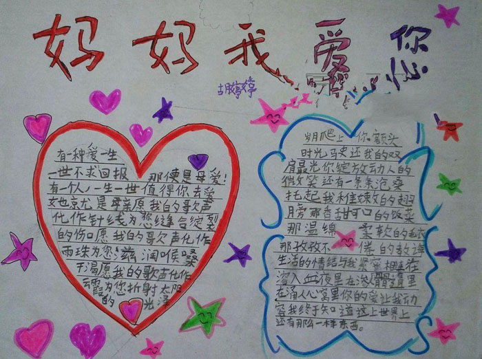 感恩母親節(jié)手抄報圖片，媽媽我愛你