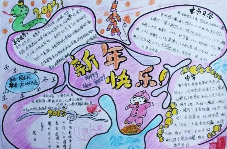 春節(jié)<a href=http://www.inspiredelm.com/shouchaobao/ target=_blank class=infotextkey>手抄報</a>設計圖，新年快樂<a href=http://www.inspiredelm.com/shouchaobao/ target=_blank class=infotextkey>手抄報</a>