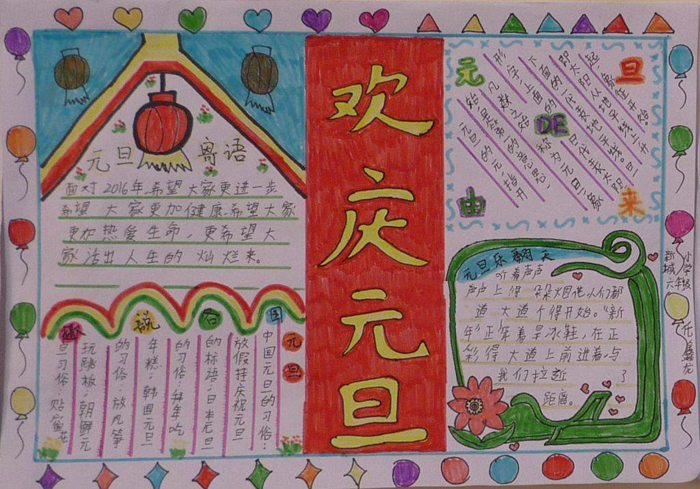 2020年歡慶元旦手抄報圖片，元旦寄語