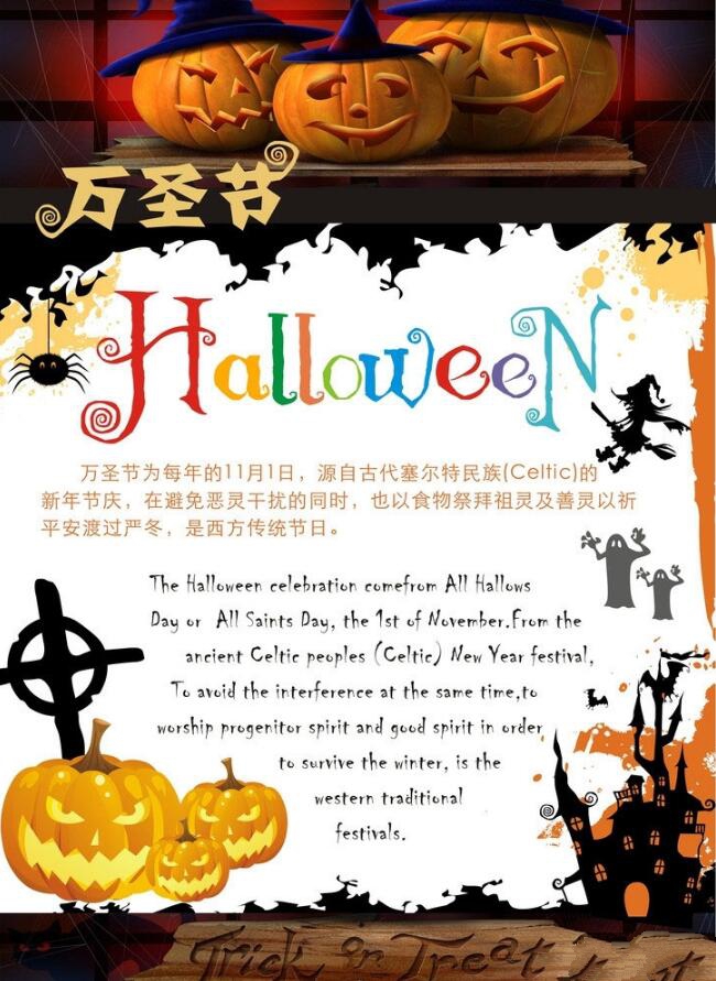 簡(jiǎn)單又漂亮的萬(wàn)圣節(jié)英文手抄報(bào)圖片，萬(wàn)圣節(jié)的起源