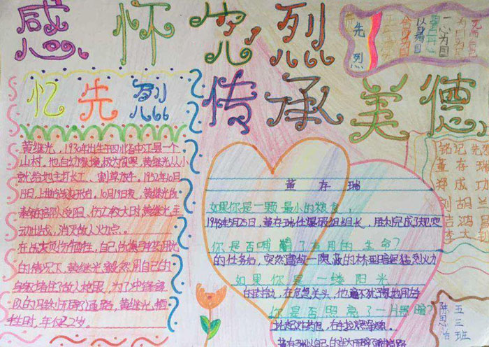 2020年清明節(jié)手抄報圖片大全，傳承先烈美德