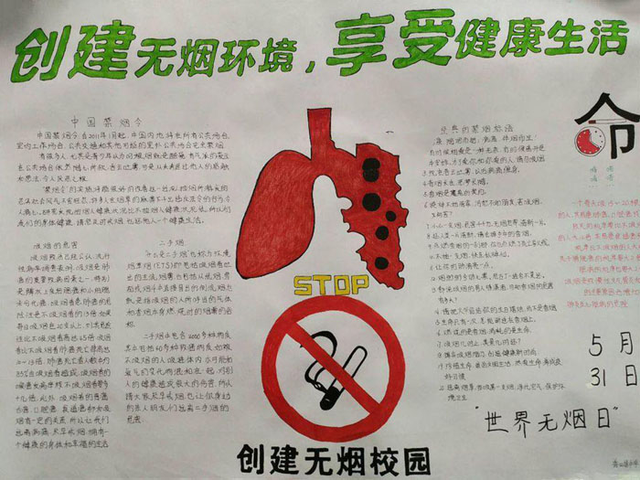 2019年世界無煙日手抄報(bào)圖片，創(chuàng)建無煙環(huán)境