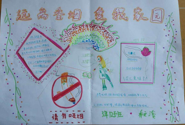 漂亮的世界無煙日<a href=http://www.inspiredelm.com/shouchaobao/ target=_blank class=infotextkey>手抄報</a>，遠離香煙愛我家園