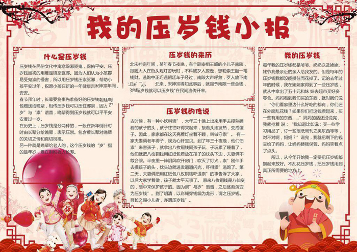 精美春節(jié)手抄報圖片，我的壓歲錢