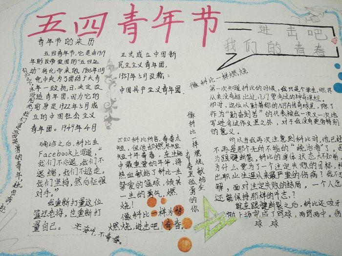 五四青年節(jié)手抄報(bào)，我們的青春