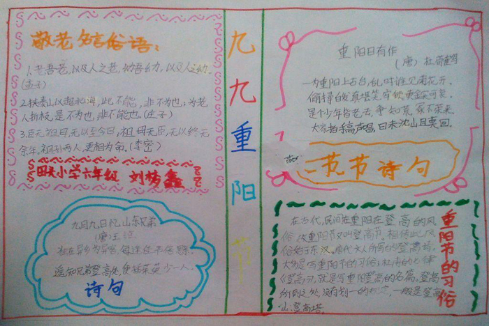 小學(xué)生重陽(yáng)節(jié)手抄報(bào)圖片，九九重陽(yáng)節(jié)