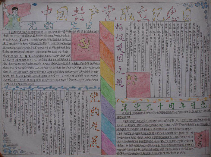 2019年建黨節(jié)手抄報圖片，中國共產(chǎn)黨成立紀念日