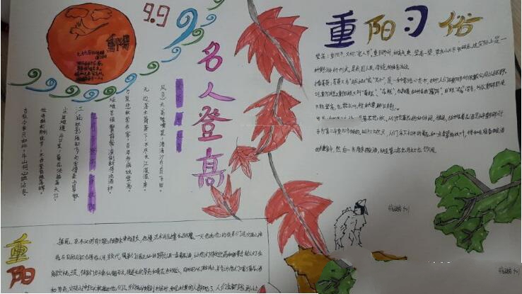 關(guān)于九九重陽(yáng)節(jié)的手抄報(bào)，九九登高話重陽(yáng)
