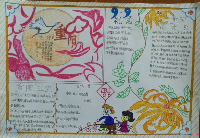 九九重陽(yáng)節(jié)手抄報(bào)圖片，重陽(yáng)祝語(yǔ)