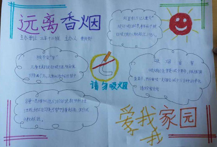 漂亮的世界無煙日手抄報(bào)，請勿吸煙