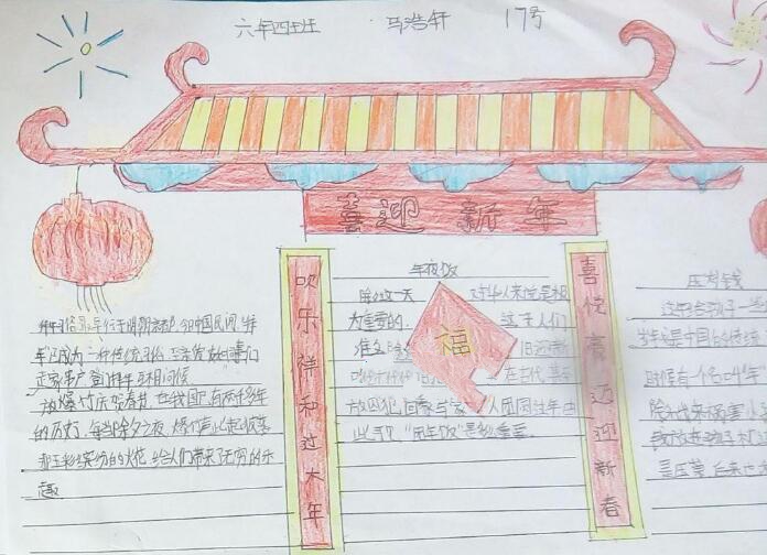 小學(xué)生春節(jié)習(xí)俗手抄報(bào)圖片，團(tuán)團(tuán)圓圓過(guò)大年