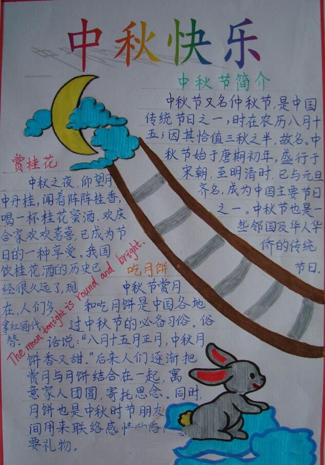 中秋快樂(lè)手抄報(bào)，中秋節(jié)的來(lái)歷